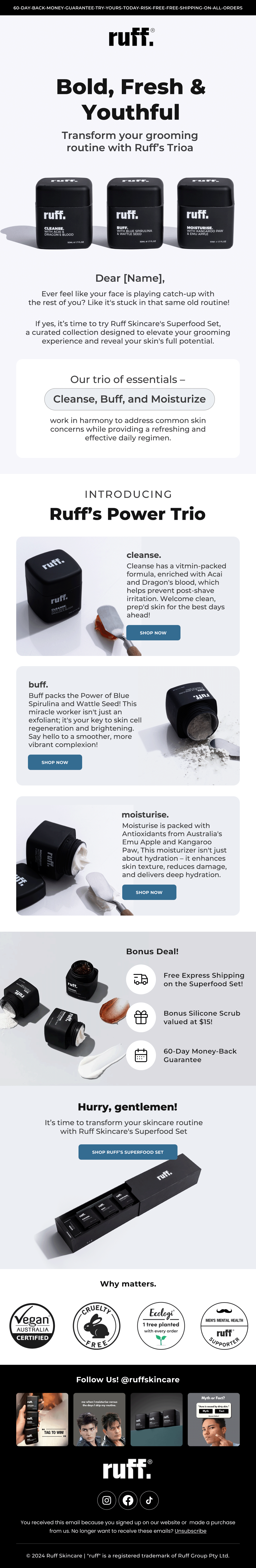 Ruff Skincare email design